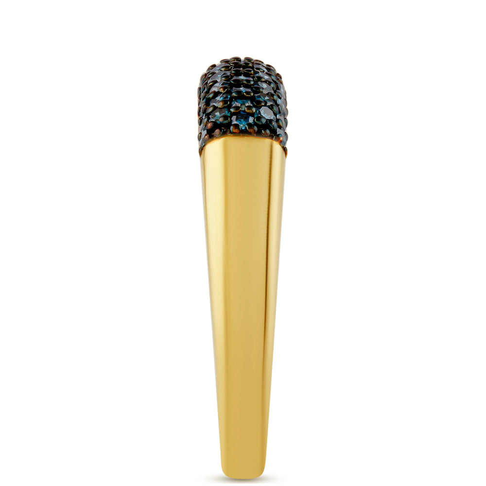 Goldplattierter Silberring mit blauem Diamant