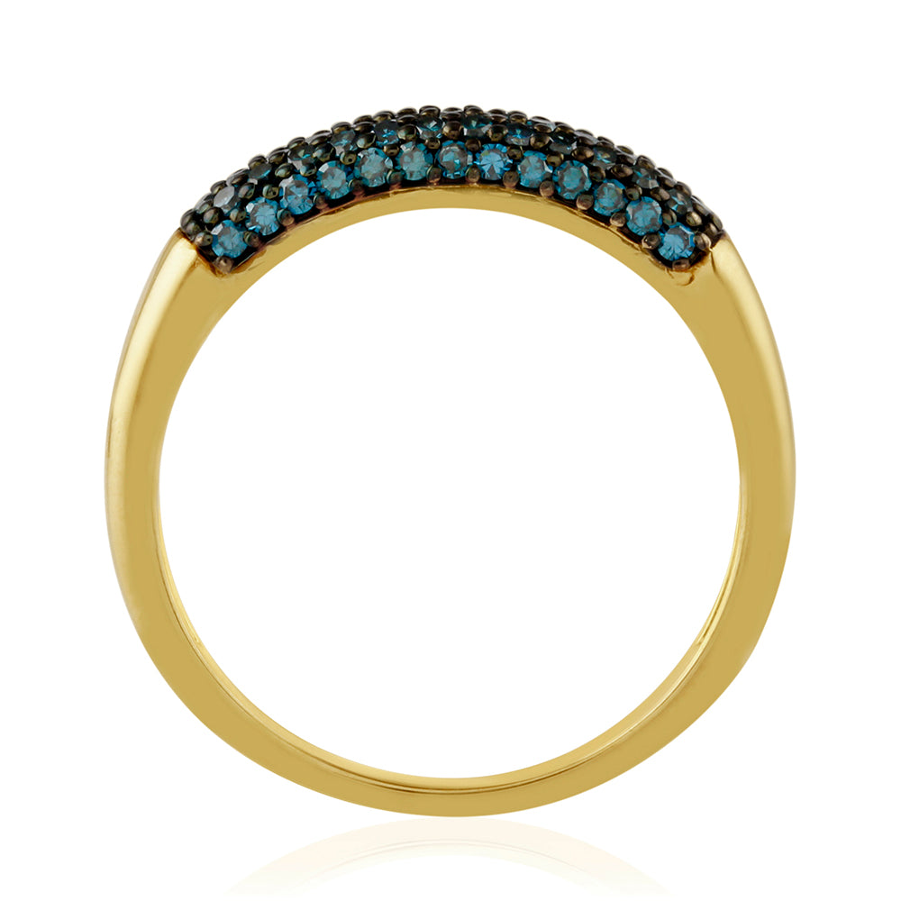 Goldplattierter Silberring mit blauem Diamant