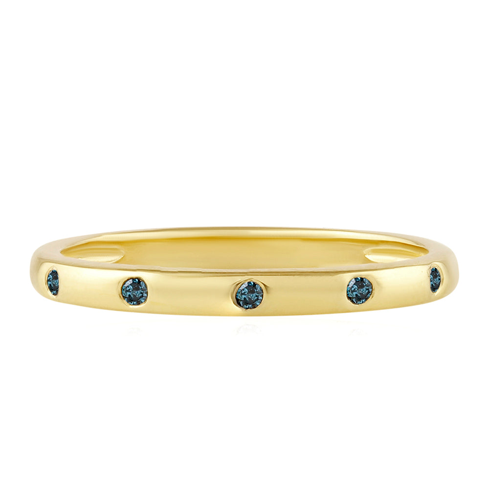 Goldplattierter Silberring mit blauem Diamant 1 