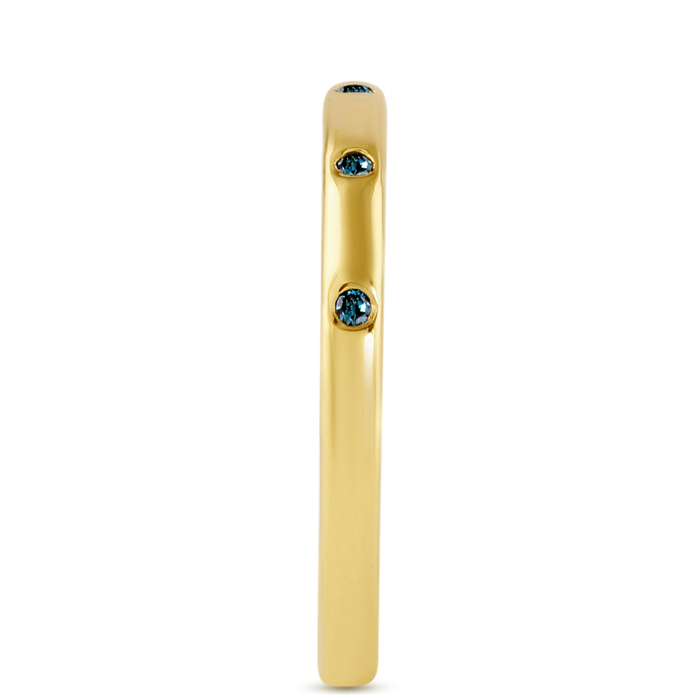 Goldplattierter Silberring mit blauem Diamant