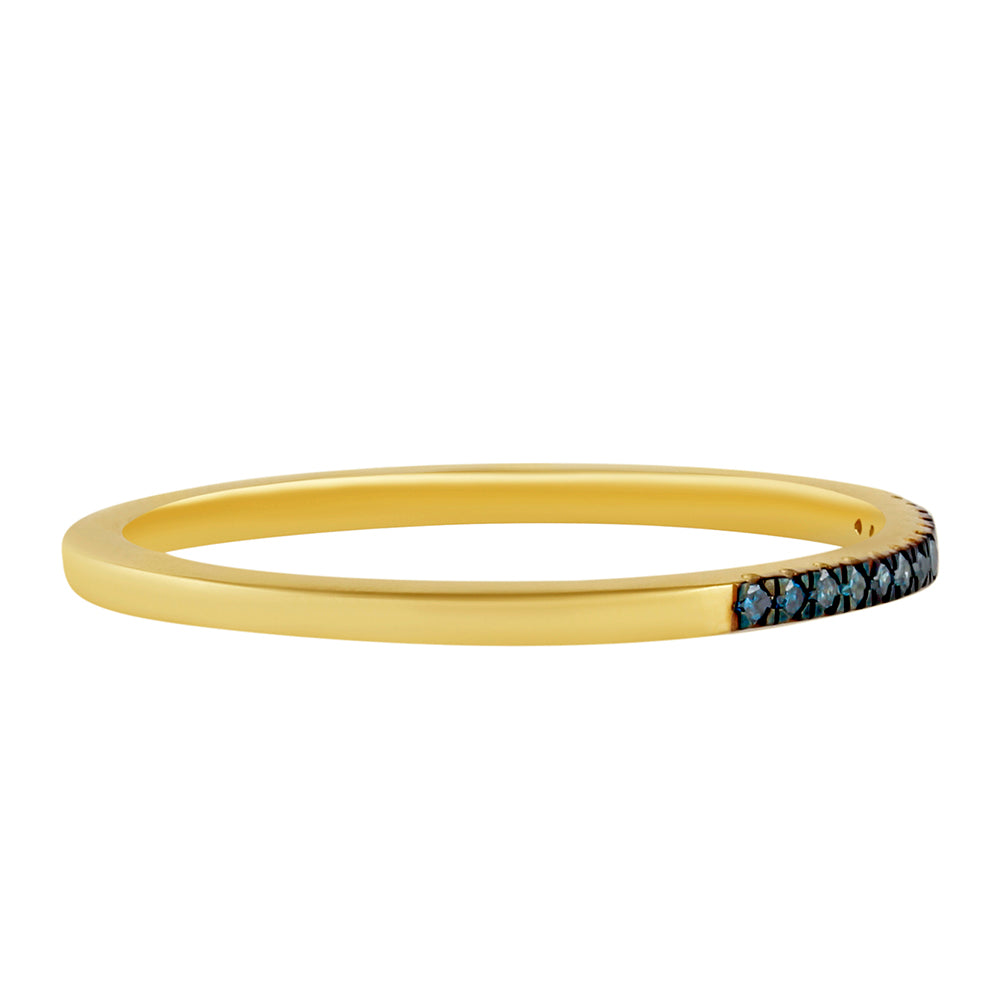 Goldplattierter Silberring mit blauem Diamant