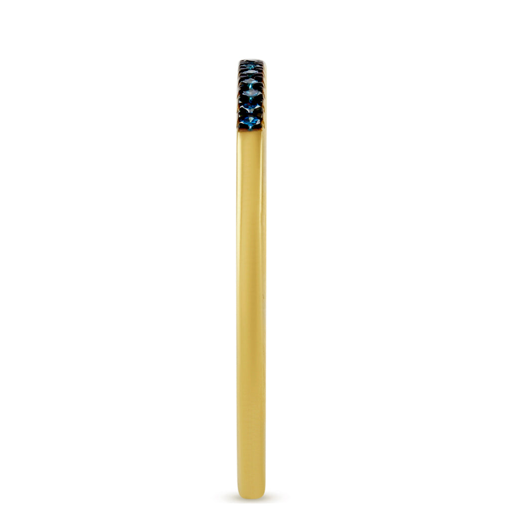 Goldplattierter Silberring mit blauem Diamant