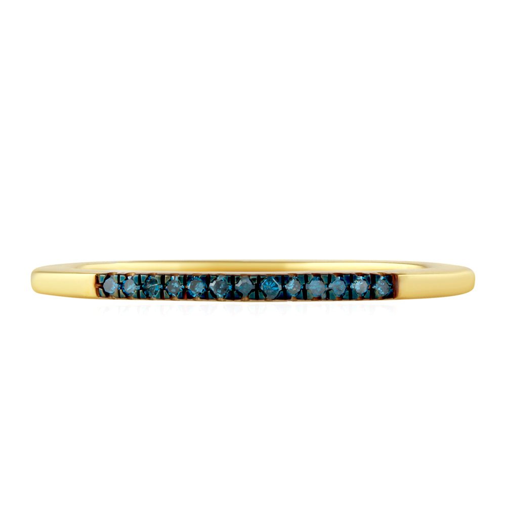 Goldplattierter Silberring mit blauem Diamant