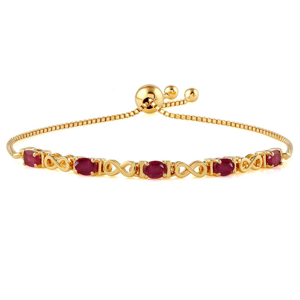 Goldplattiertes Silberarmband mit Thai Rubin 1 