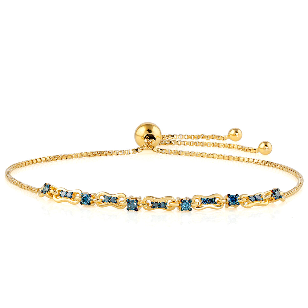 Goldplattiertes Silberarmband mit blauem Diamant 1 