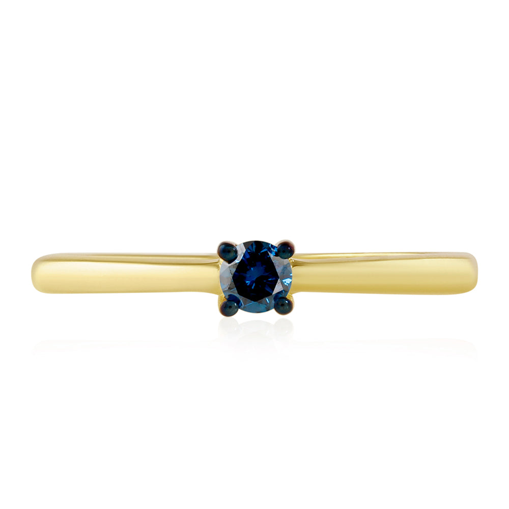 Goldplattierter Silberring mit blauem Diamant