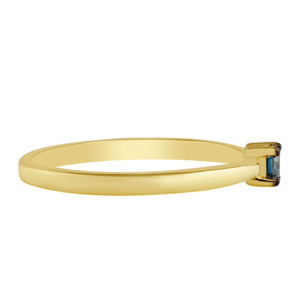 Goldplattierter Silberring mit blauem Diamant 2 