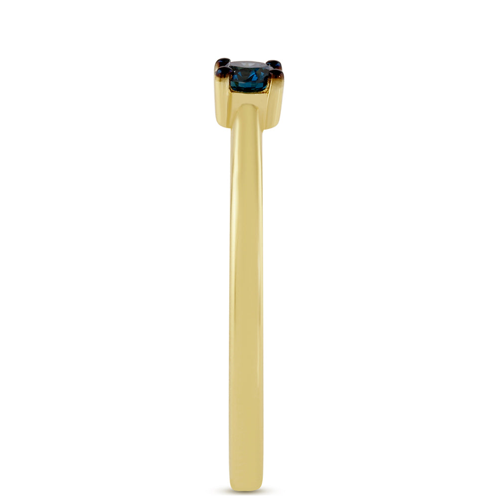 Goldplattierter Silberring mit blauem Diamant 3 
