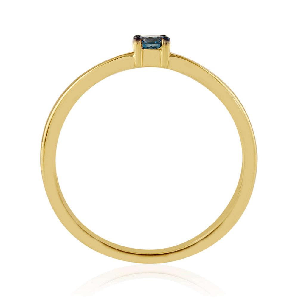 Goldplattierter Silberring mit blauem Diamant 4 