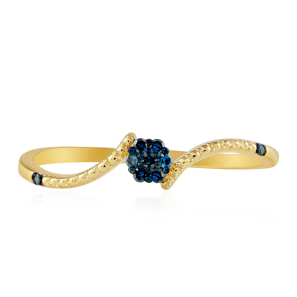 Goldplattierter Silberring mit blauem Diamant 1 