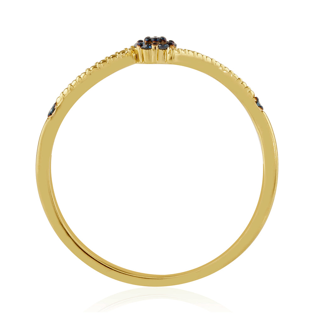 Goldplattierter Silberring mit blauem Diamant