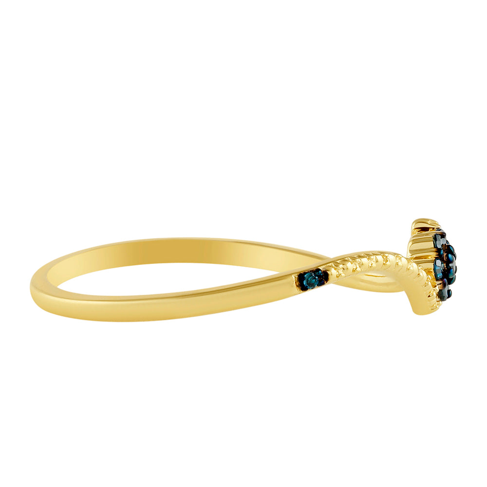 Goldplattierter Silberring mit blauem Diamant 4 