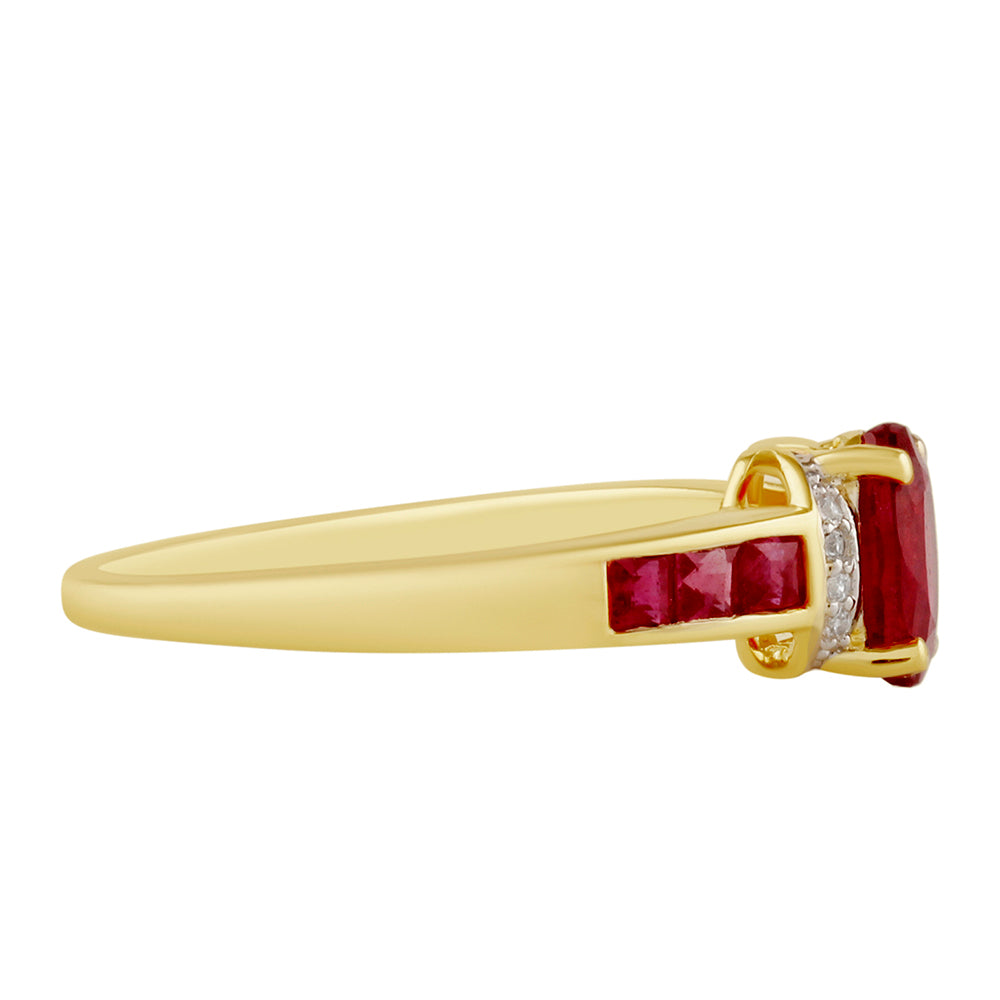 Goldplattierter Silberring mit Thai Rubin und weißem Topas