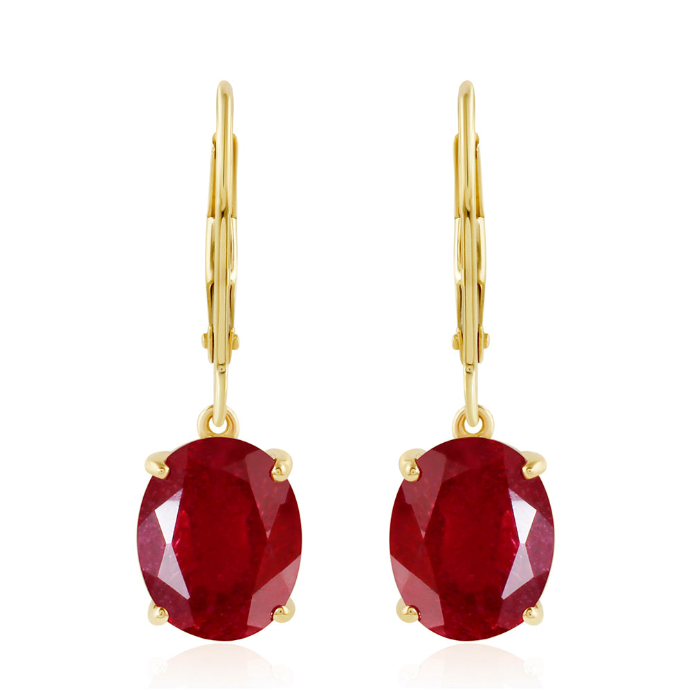 Goldplattierte Silberohrringe mit Thai Rubin