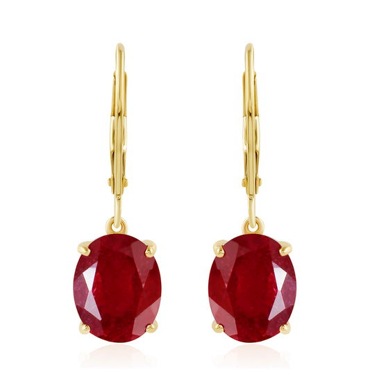 Goldplattierte Silberohrringe mit Thai Rubin