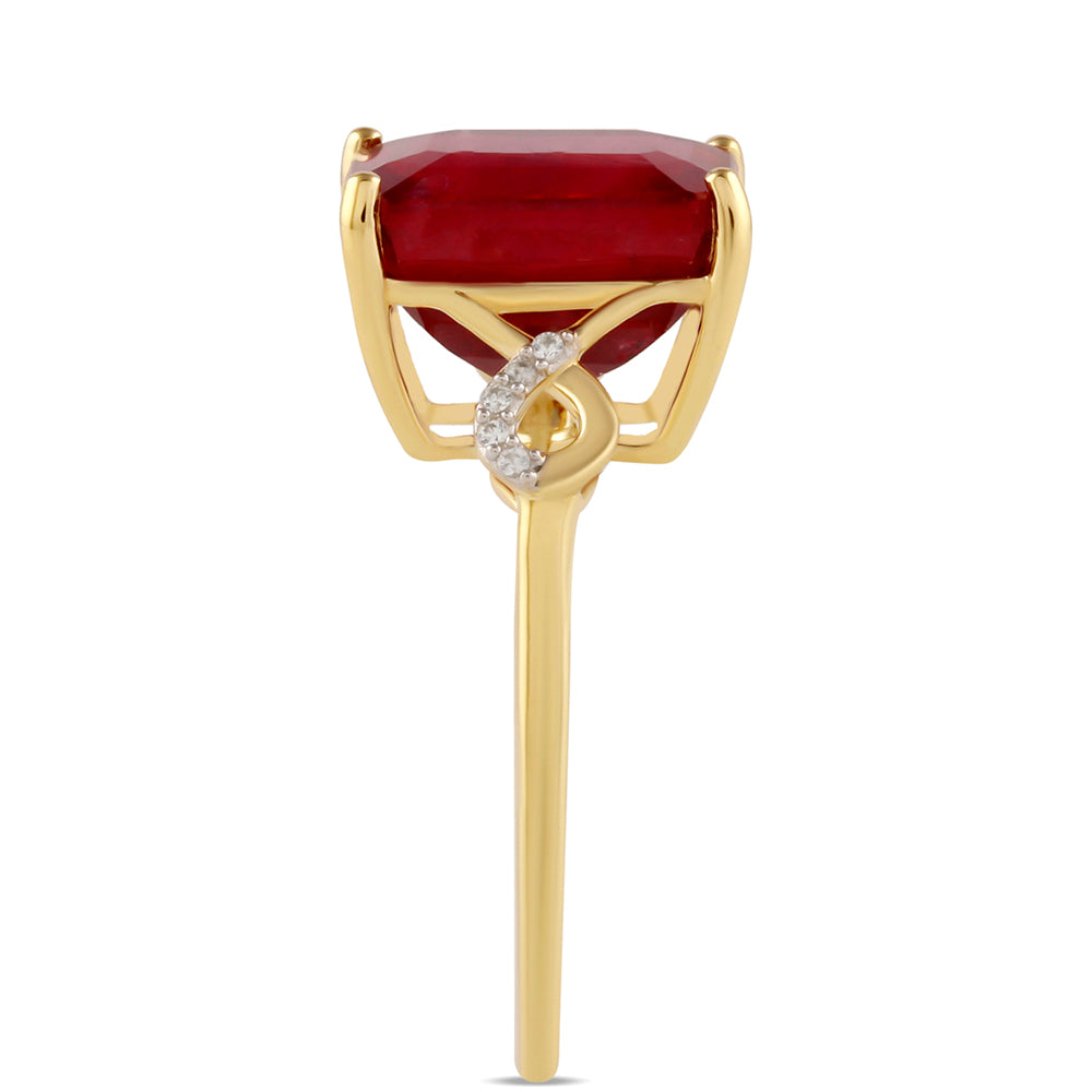 Goldplattierter Silberring mit Thai Rubin und weißem Topas 3 