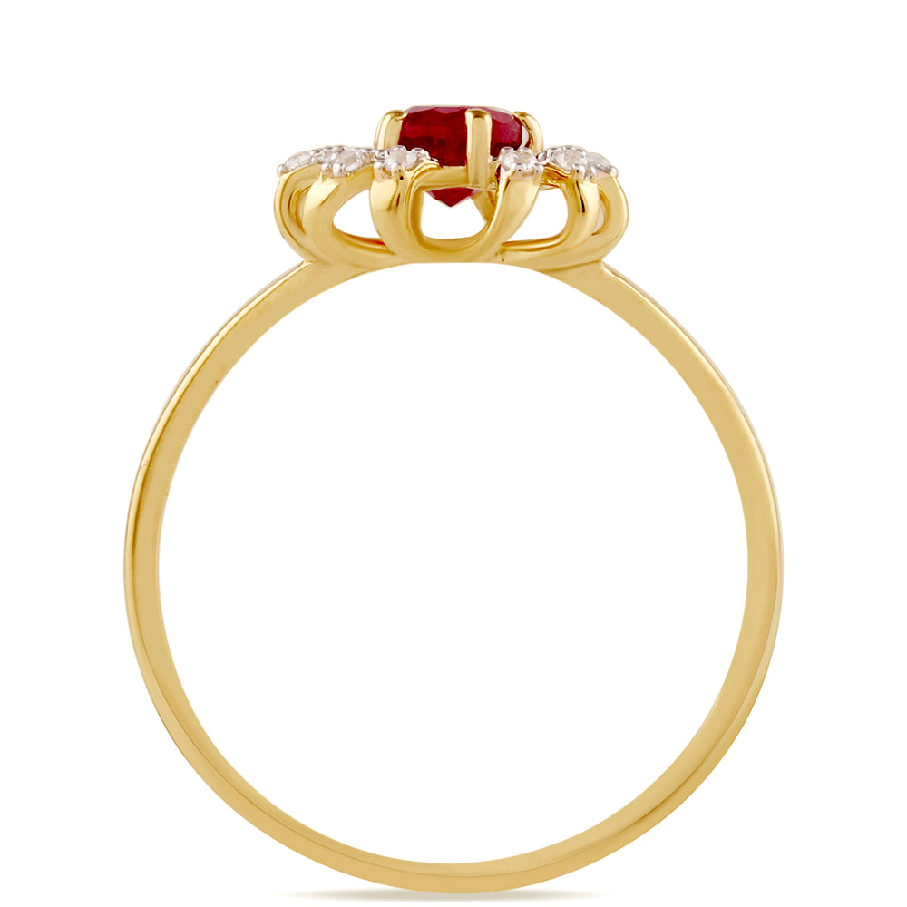 Goldplattierter Silberring mit Thai Rubin und weißem Topas 4 