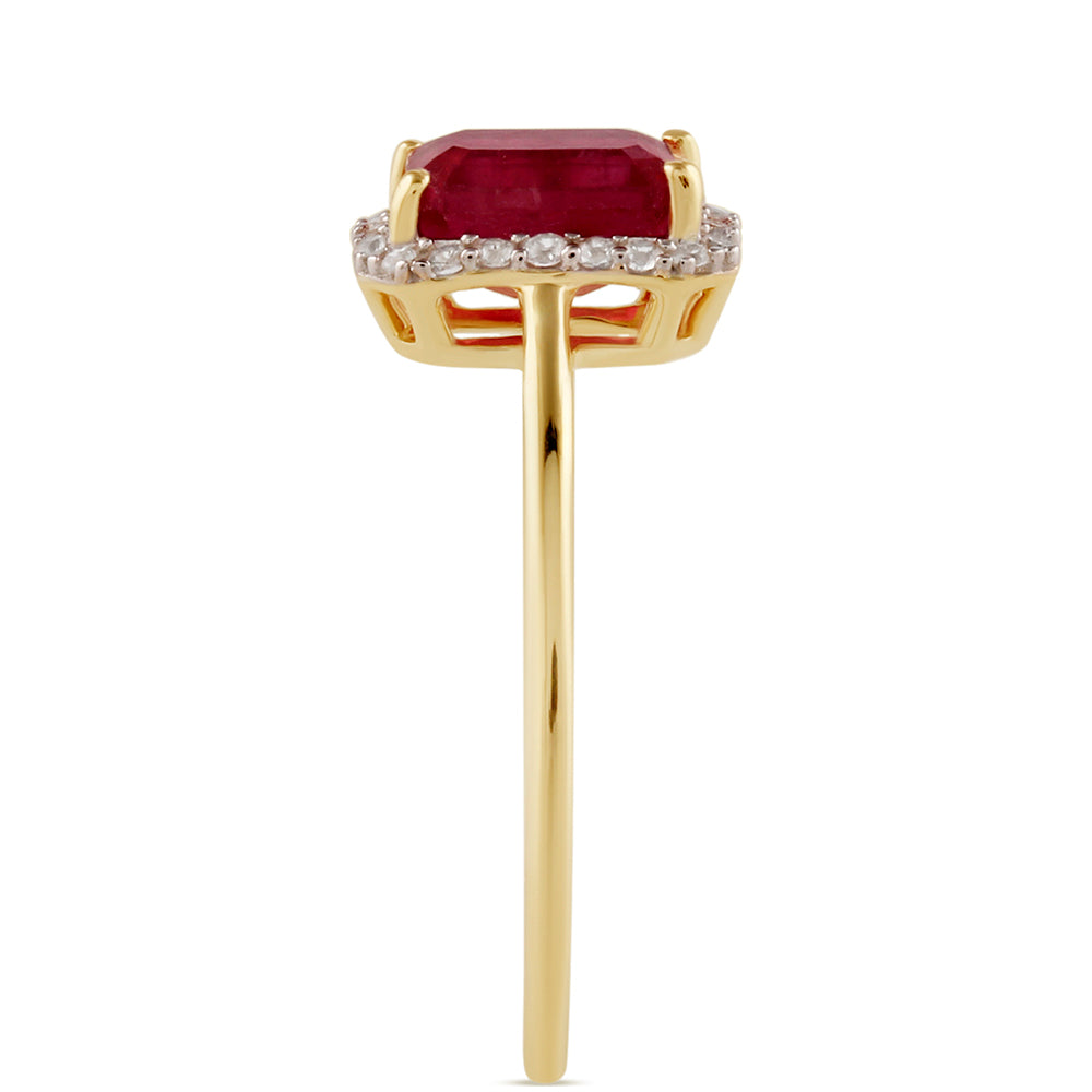 Goldplattierter Silberring mit Thai Rubin und weißem Topas 3 