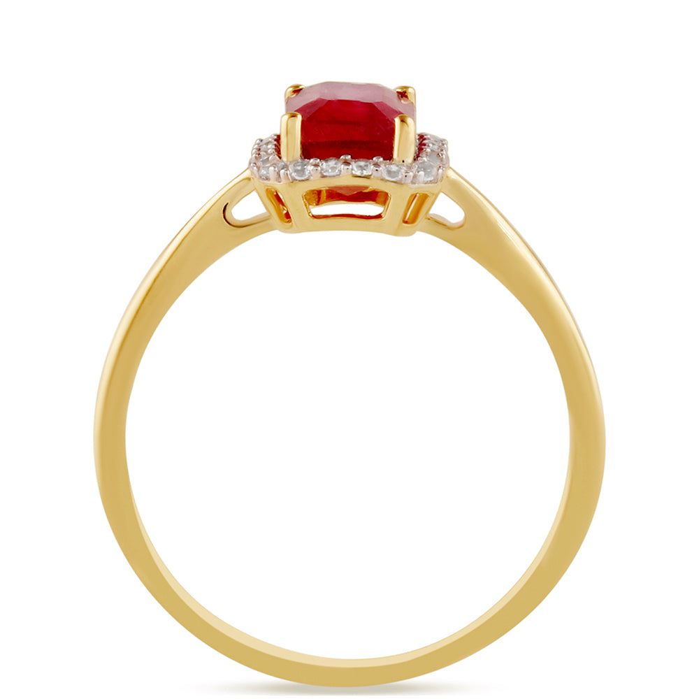 Goldplattierter Silberring mit Thai Rubin und weißem Topas
