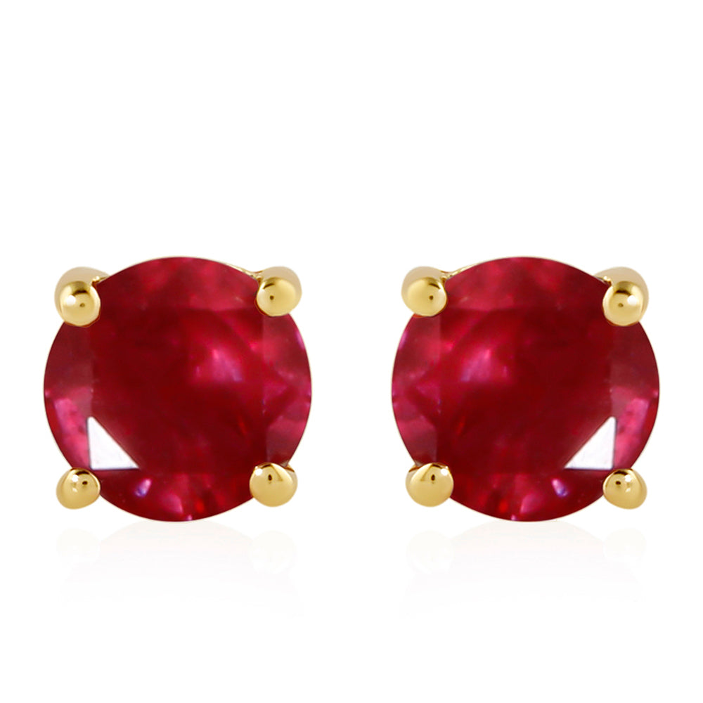 Goldplattierte Silberohrringe mit Thai Rubin 1 