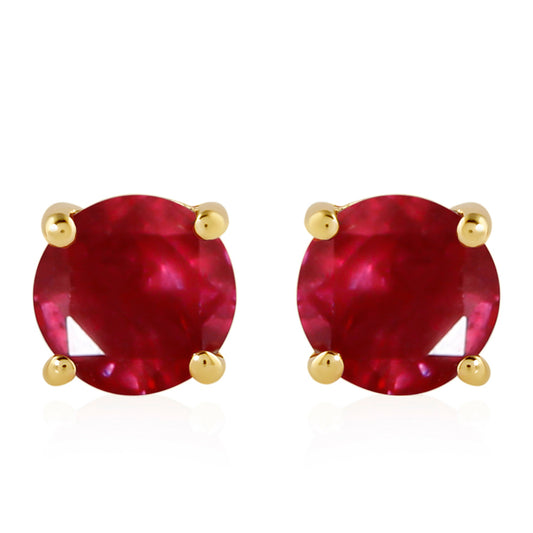 Goldplattierte Silberohrringe mit Thai Rubin