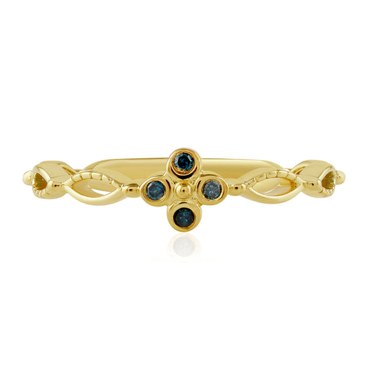 Goldplattierter Silberring mit blauem Diamant