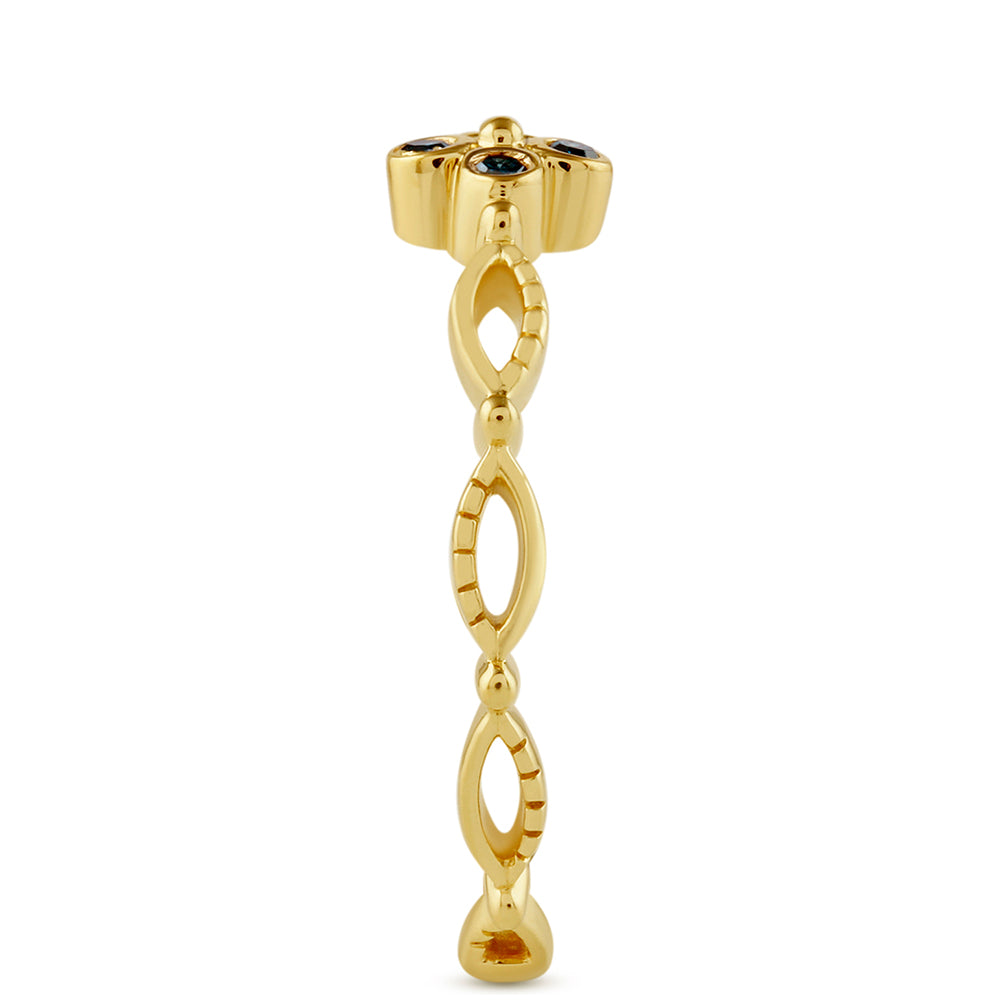 Goldplattierter Silberring mit blauem Diamant 3 