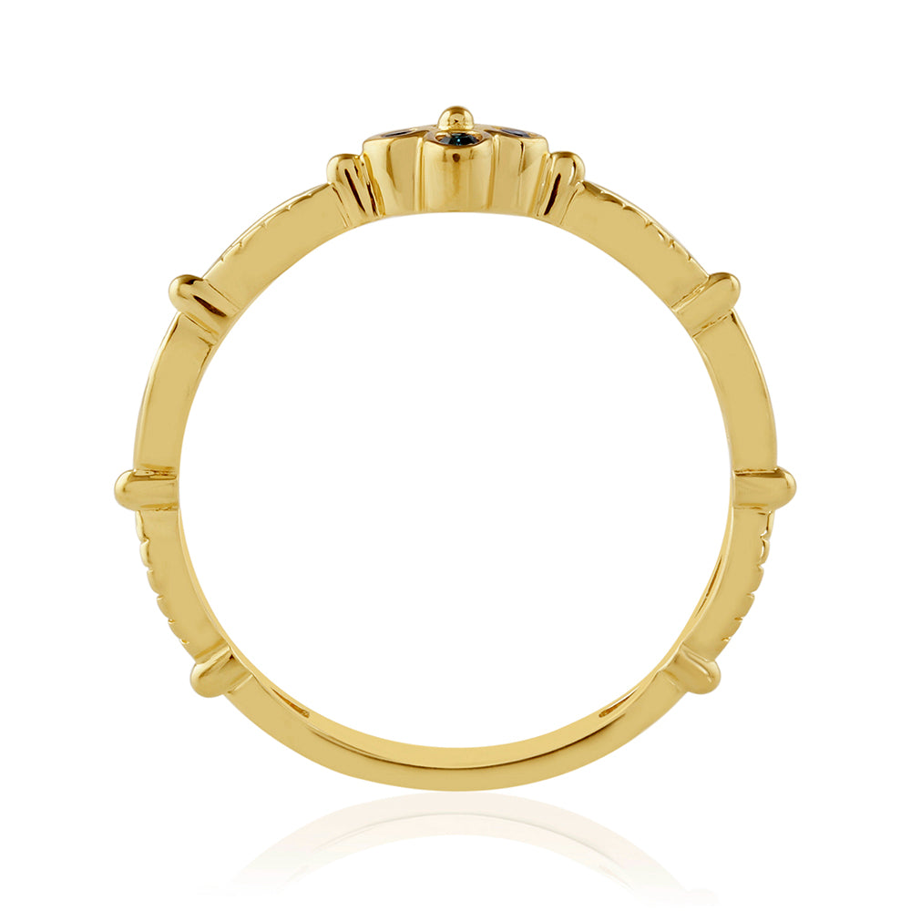 Goldplattierter Silberring mit blauem Diamant 4 