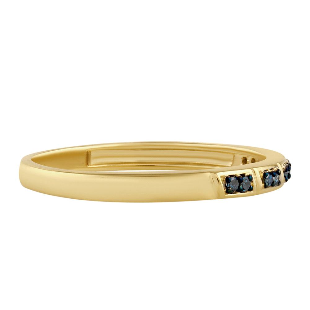 Goldplattierter Silberring mit blauem Diamant 2 