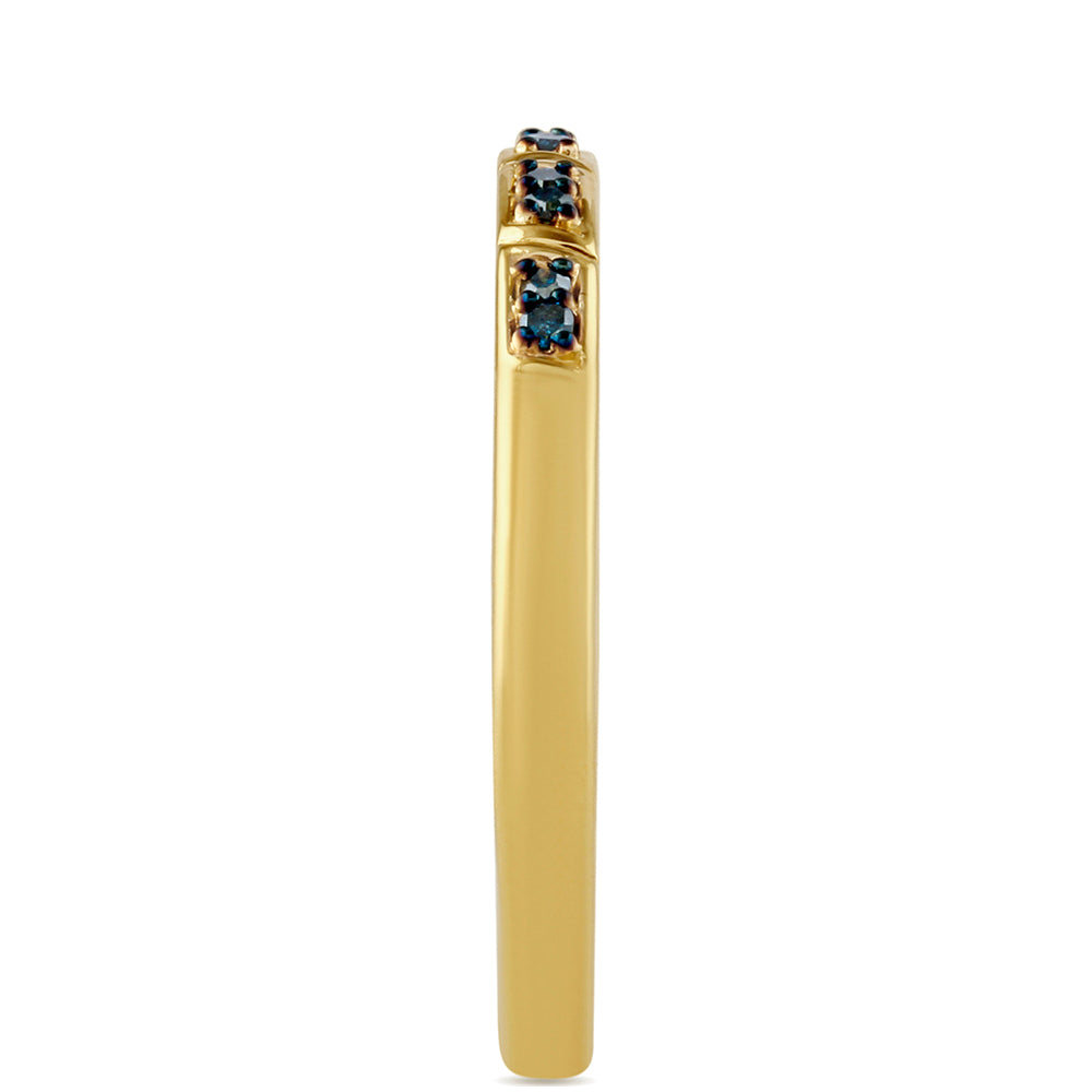 Goldplattierter Silberring mit blauem Diamant