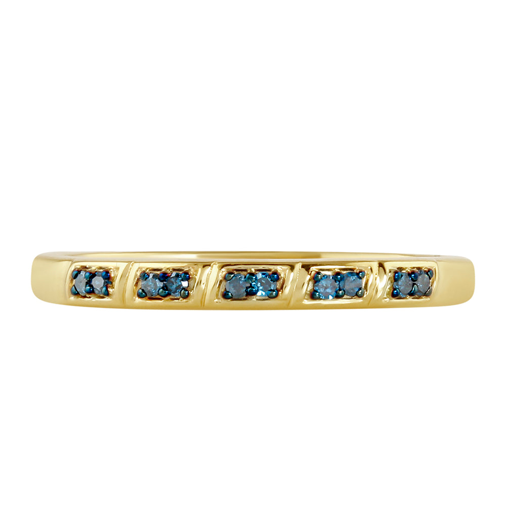 Goldplattierter Silberring mit blauem Diamant