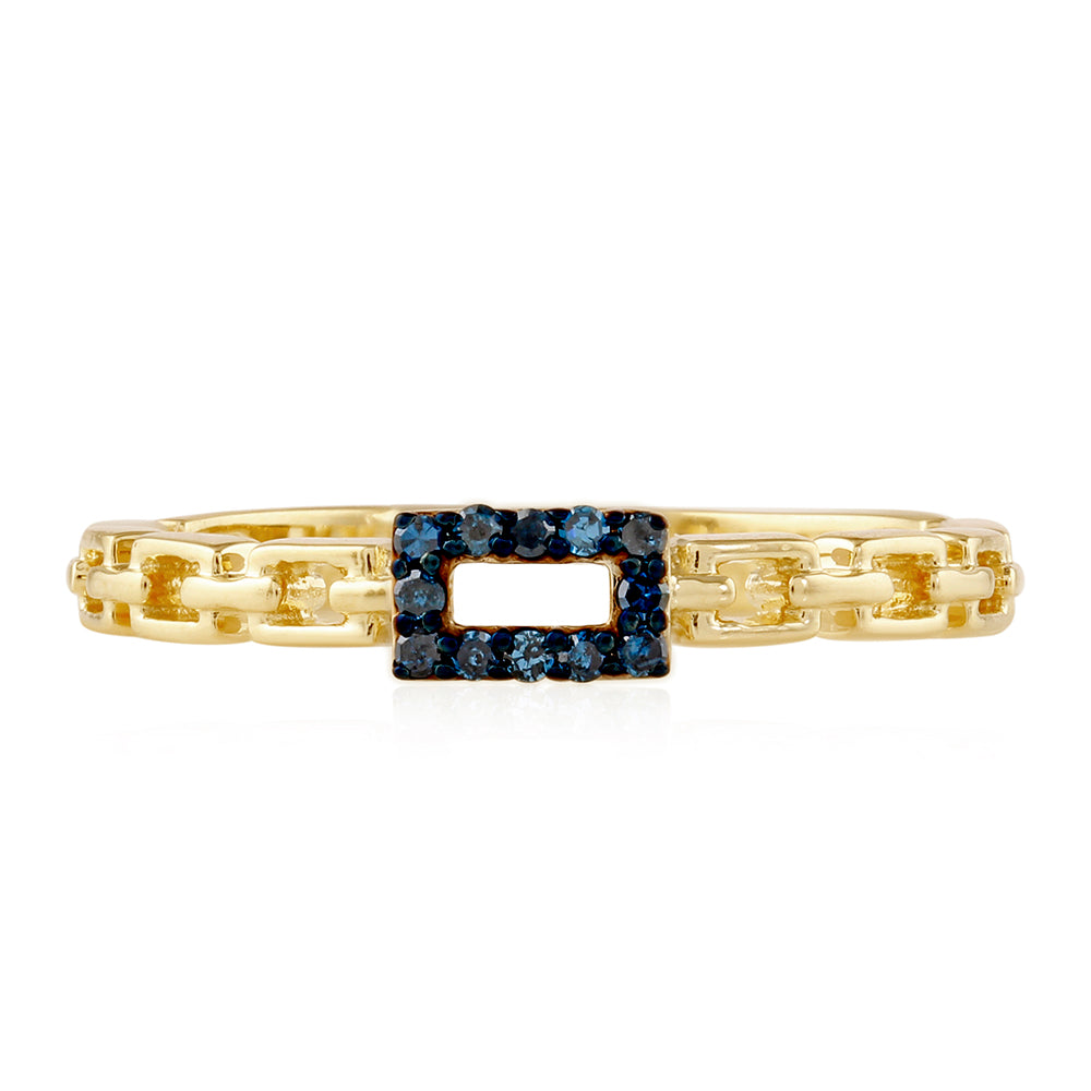 Goldplattierter Silberring mit blauem Diamant 1 