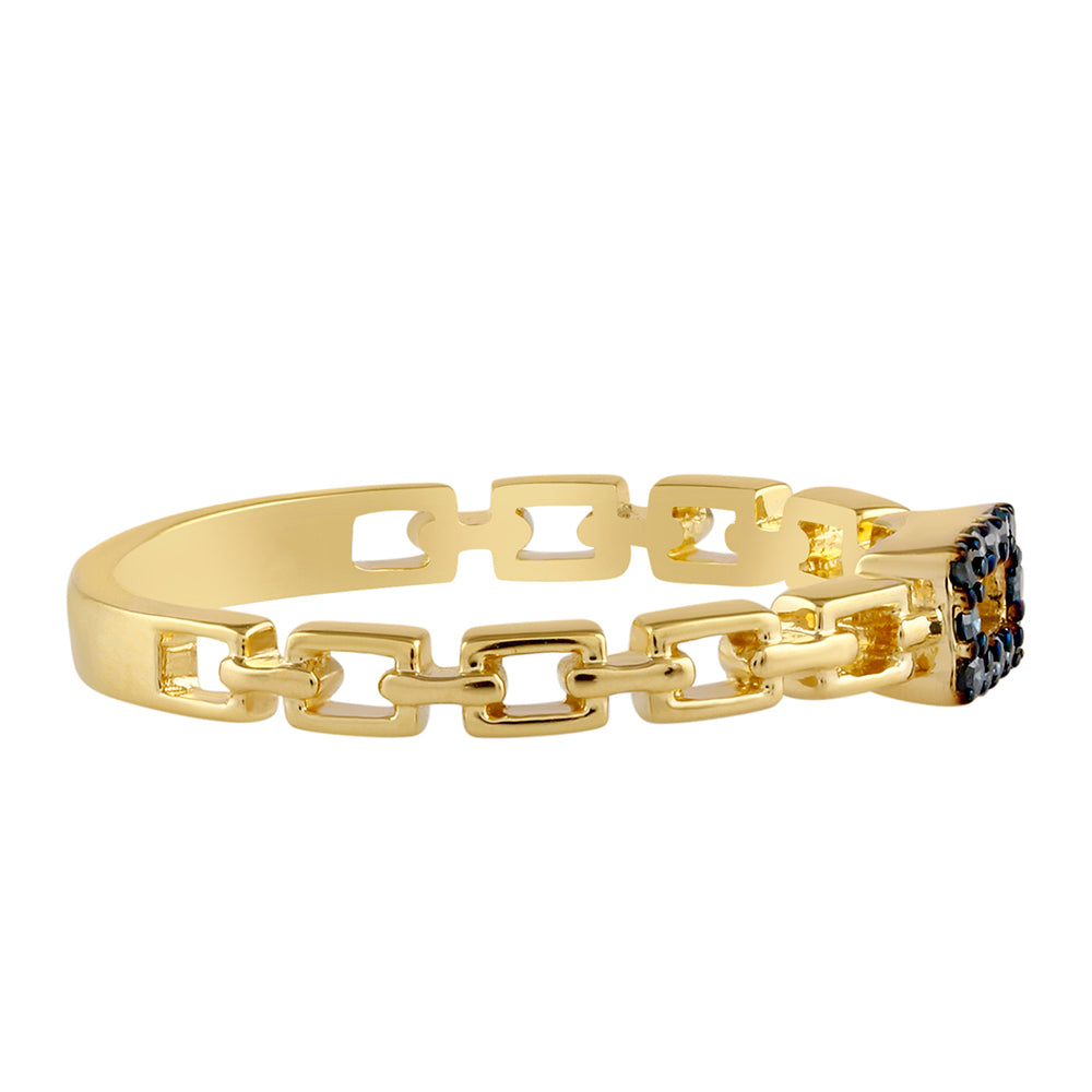 Goldplattierter Silberring mit blauem Diamant 2 