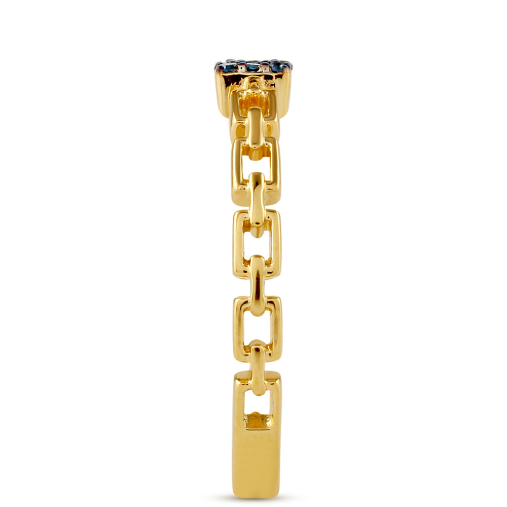Goldplattierter Silberring mit blauem Diamant