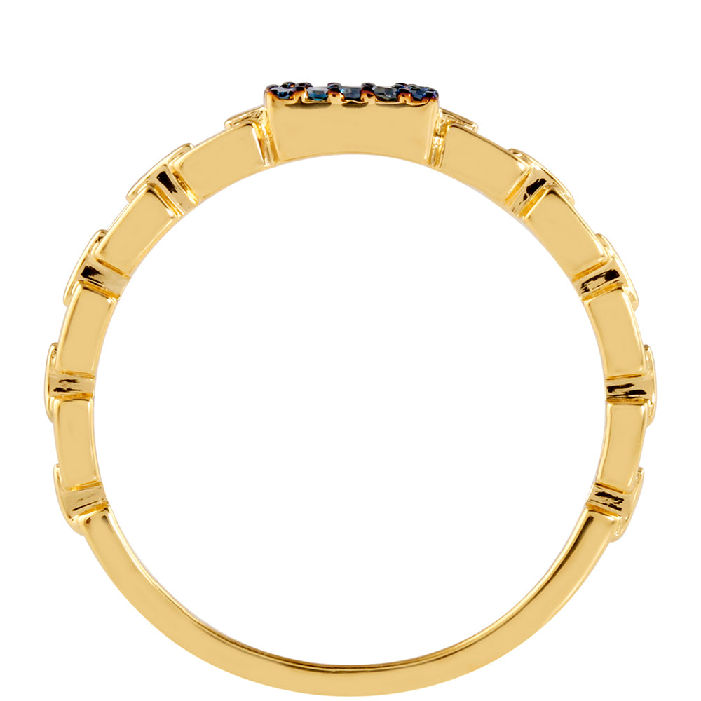 Goldplattierter Silberring mit blauem Diamant 4 