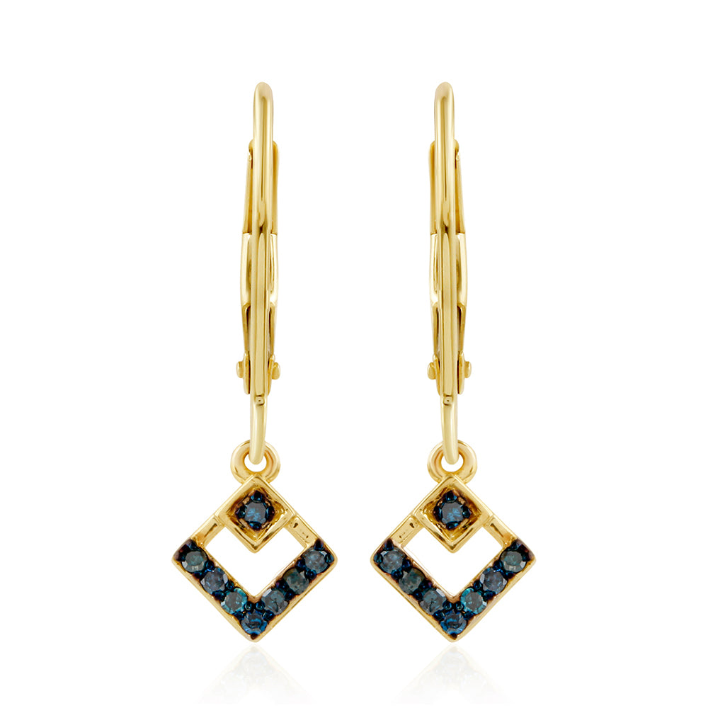 Goldplattierte Silberohrringe mit blauem Diamant