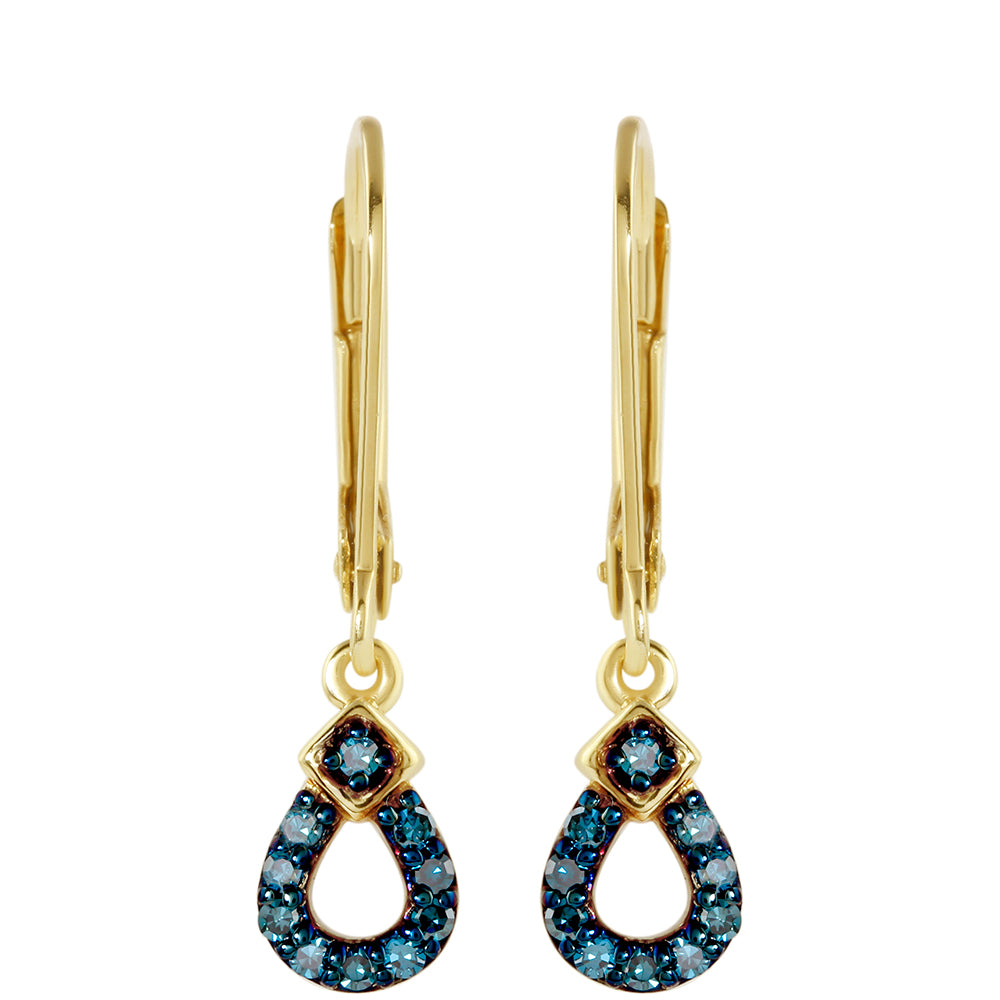 Goldplattierte Silberohrringe mit blauem Diamant 1 