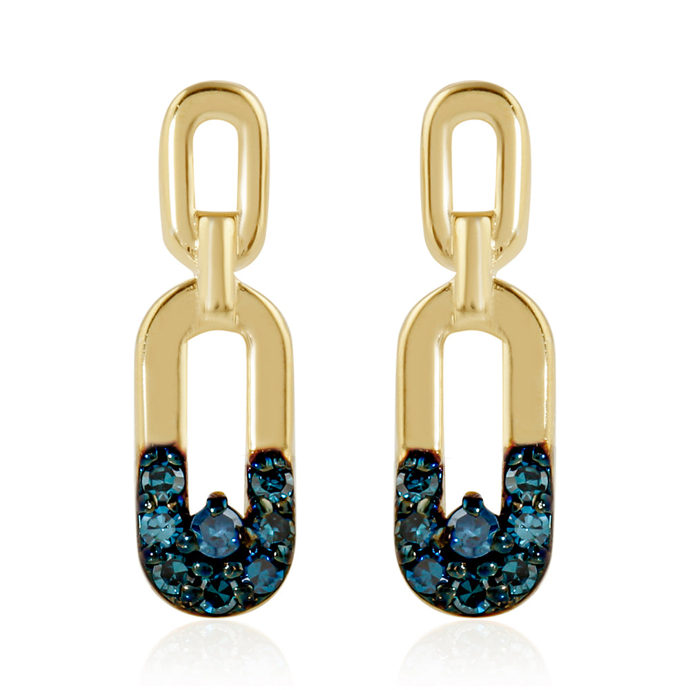 Goldplattierte Silberohrringe mit blauem Diamant 1 