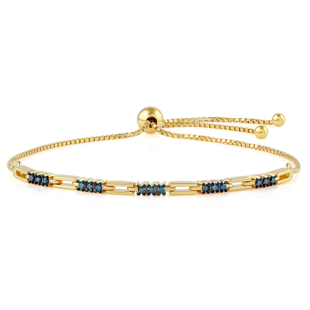 Goldplattiertes Silberarmband mit blauem Diamant
