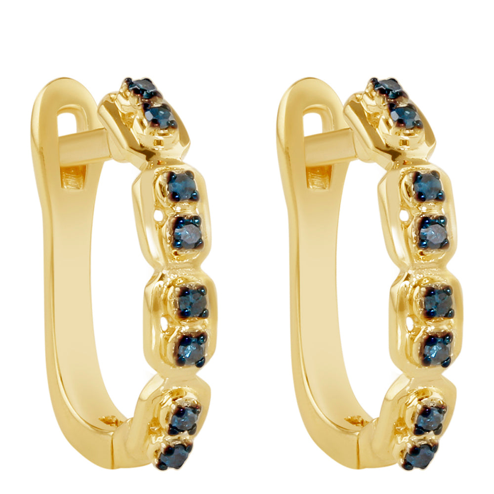 Goldplattierte Silberohrringe mit blauem Diamant