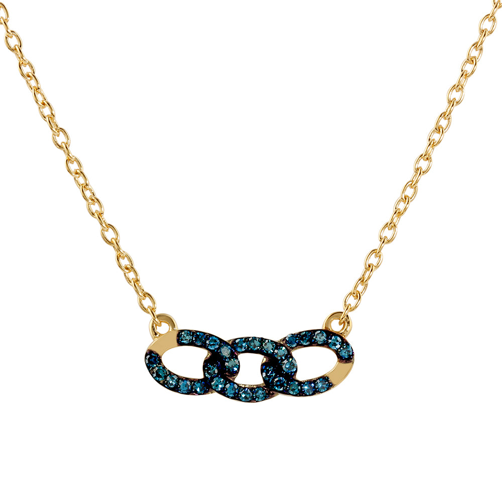 Goldplattierte Silberhalskette mit blauem Diamant 1 