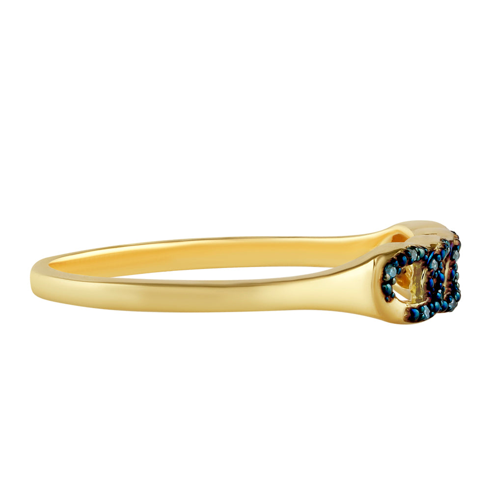 Goldplattierter Silberring mit blauem Diamant
