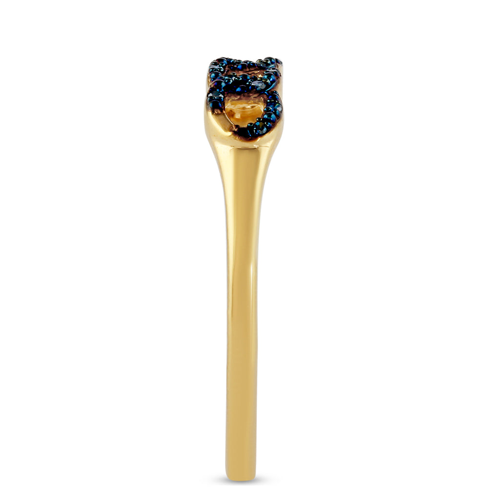 Goldplattierter Silberring mit blauem Diamant