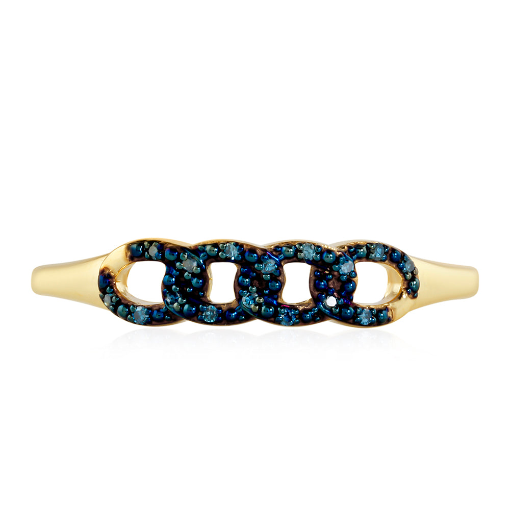 Goldplattierter Silberring mit blauem Diamant