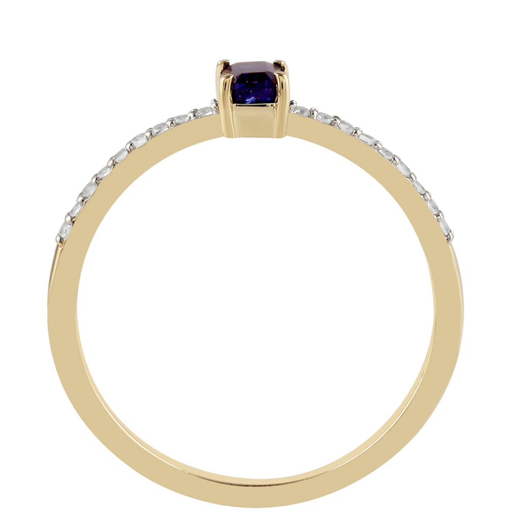 Goldring mit Thai Saphir und weißem Topas 3 