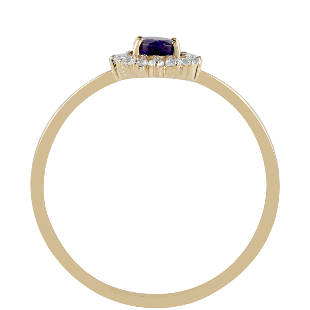 Goldring mit Thai Saphir und weißem Topas 3 