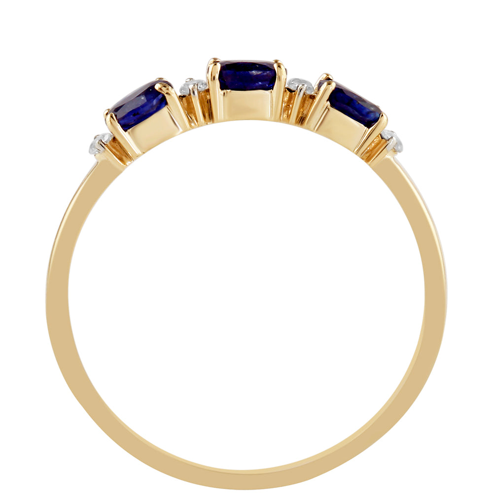 Goldring mit Thai Saphir und weißem Topas 2 