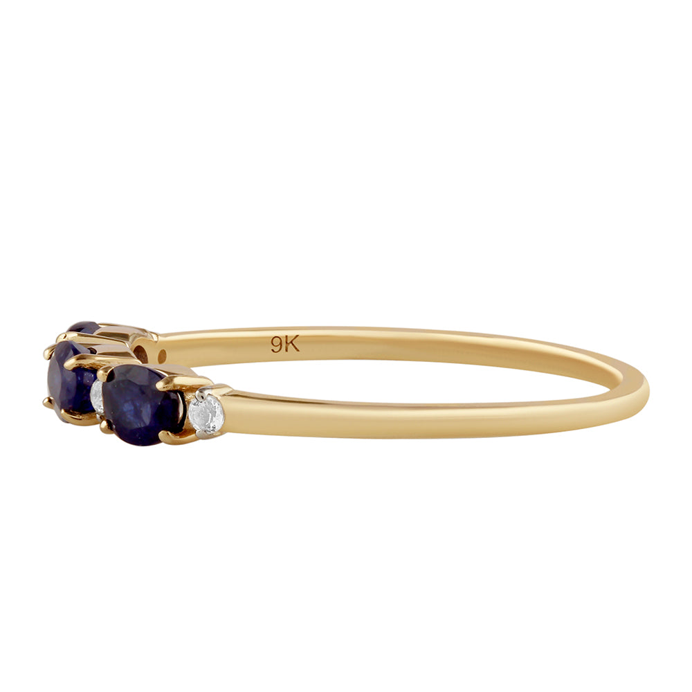 Goldring mit Thai Saphir und weißem Topas 3 