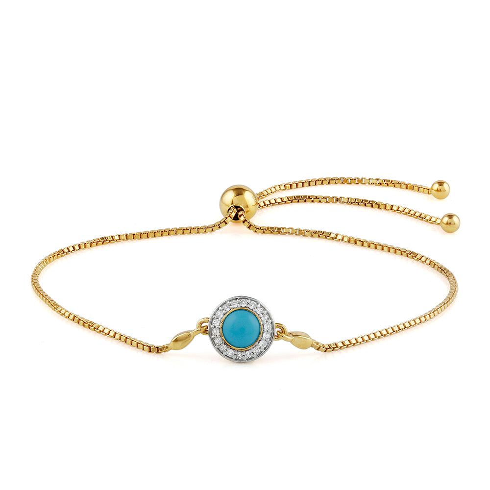 Goldplattiertes Silberarmband mit Dornröschen Türkis und weißem Topas 1 