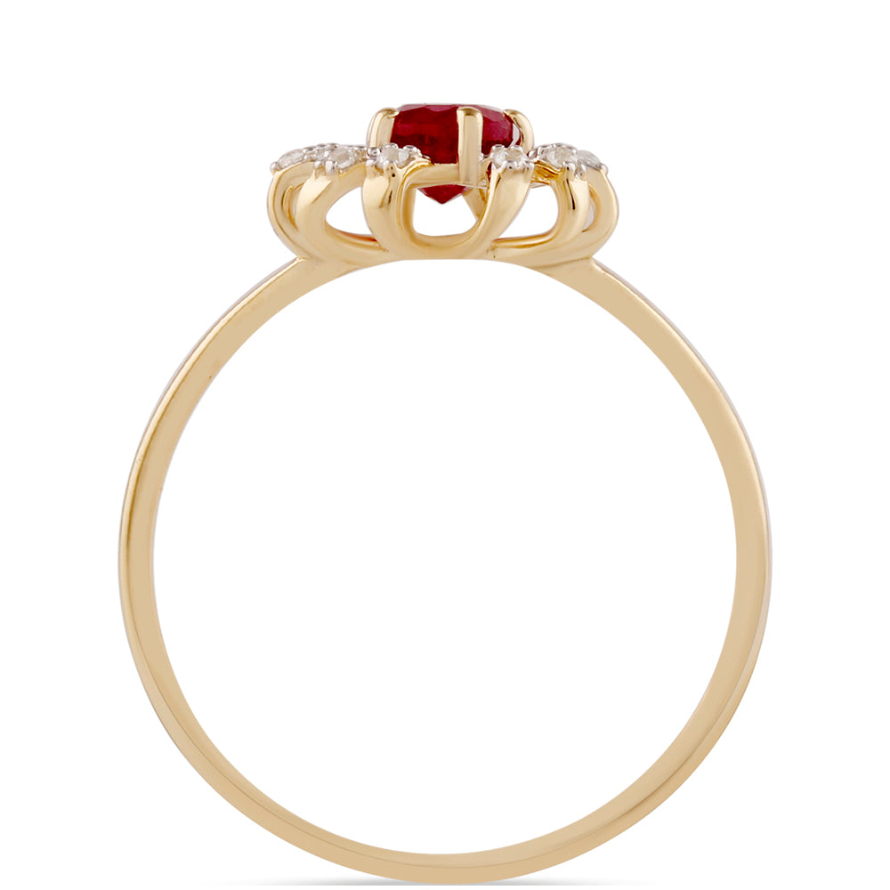 Goldring mit Rubin aus Madagaskar und weißem Zirkon